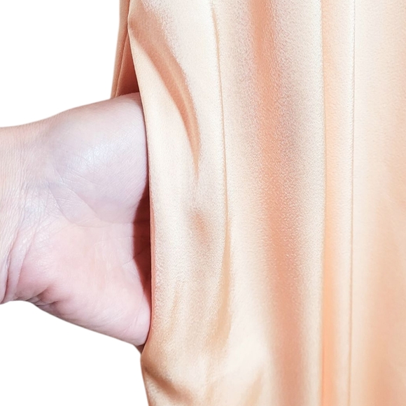 ROSETTA GETTY Collective Peach Satin Twist Back Halter Maxi Slip Dress Sz 6 - Picture 7 of 16